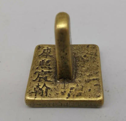 China brass archaize Kangxi seal small crafts statue