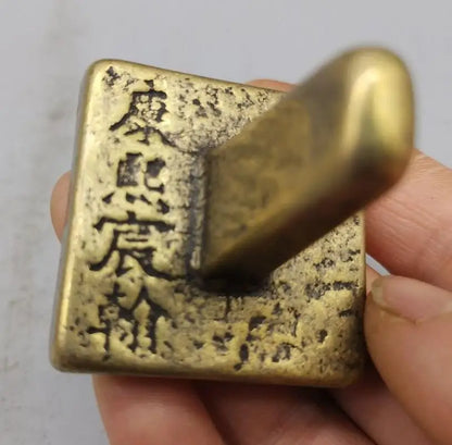 China brass archaize Kangxi seal small crafts statue