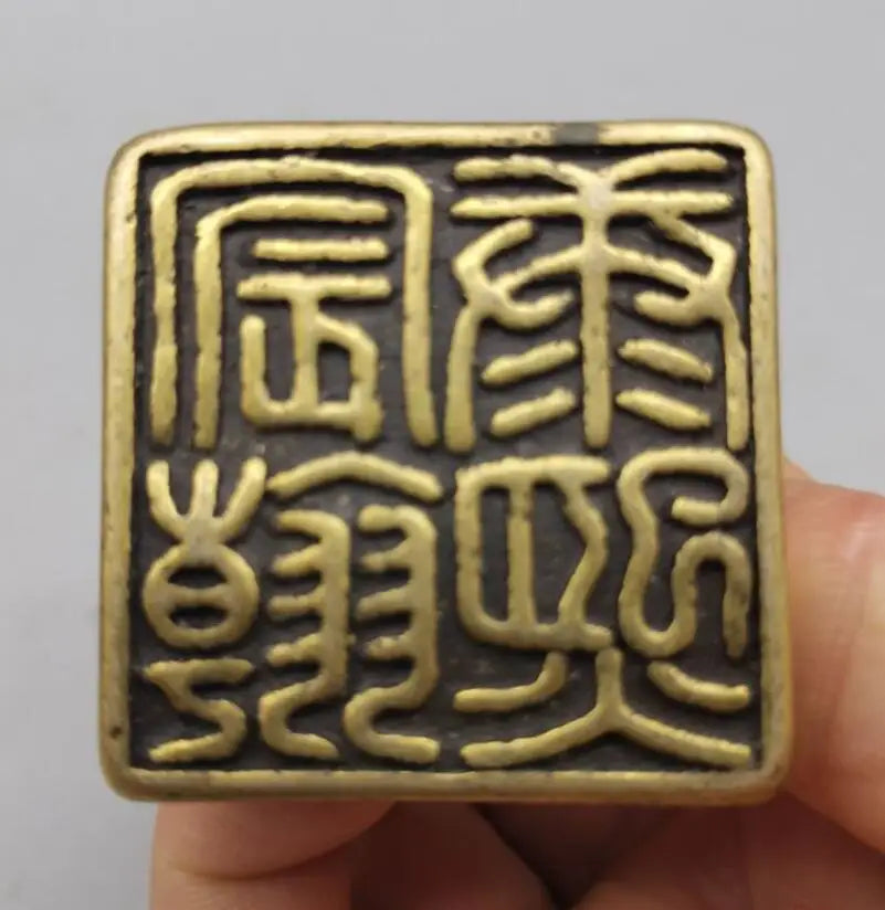 China brass archaize Kangxi seal small crafts statue