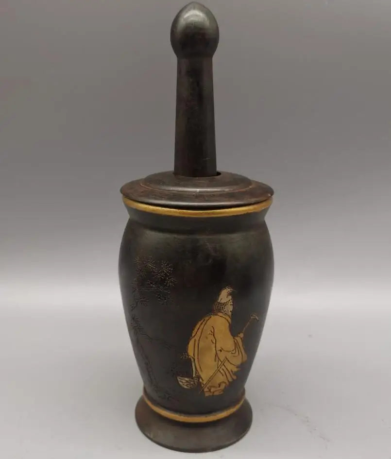 China brass archaize Li Shizhen medicine tank crafts statue
