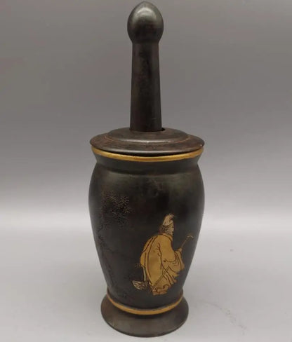 China brass archaize Li Shizhen medicine tank crafts statue