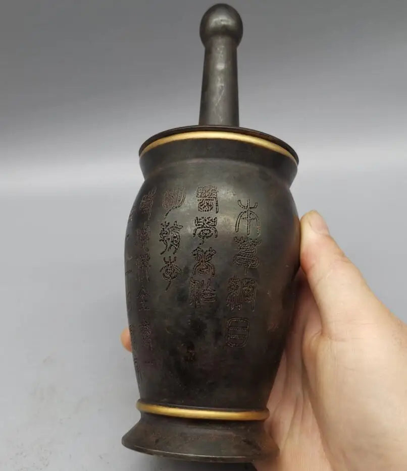 China brass archaize Li Shizhen medicine tank crafts statue
