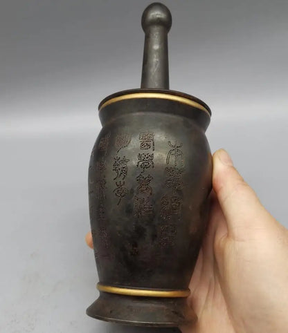 China brass archaize Li Shizhen medicine tank crafts statue