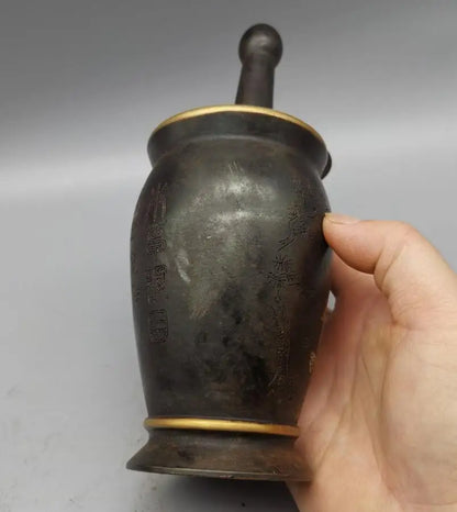 China brass archaize Li Shizhen medicine tank crafts statue