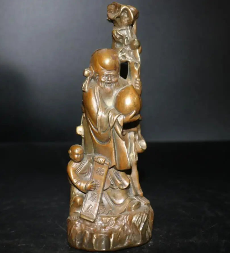 China brass archaize Longevity Buddha crafts statue