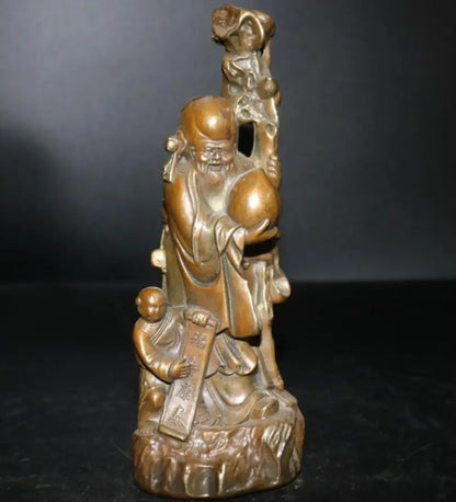 China brass archaize Longevity Buddha crafts statue