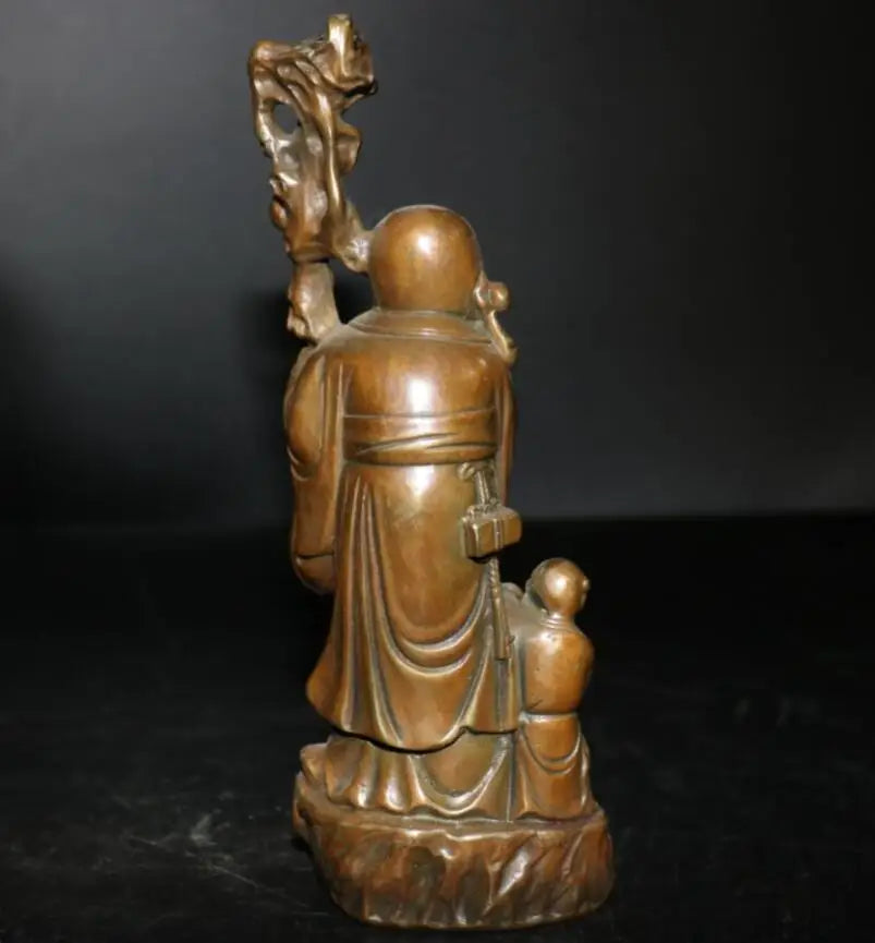 China brass archaize Longevity Buddha crafts statue