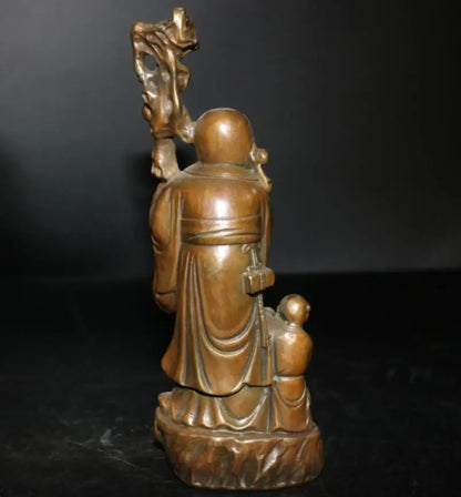 China brass archaize Longevity Buddha crafts statue