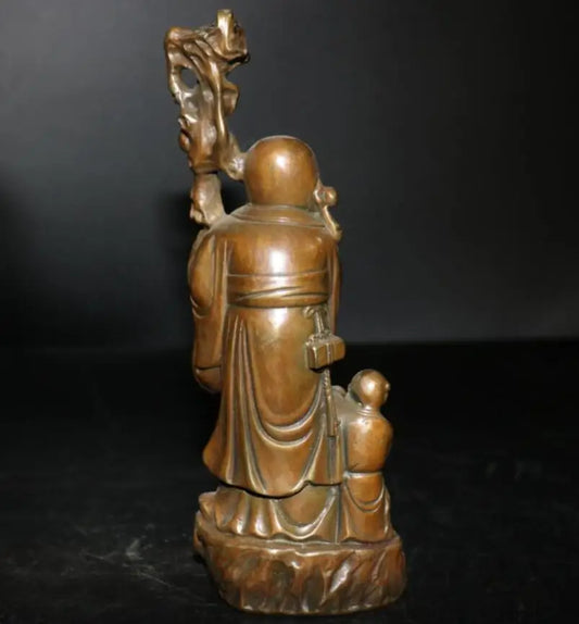 China brass archaize Longevity Buddha crafts statue