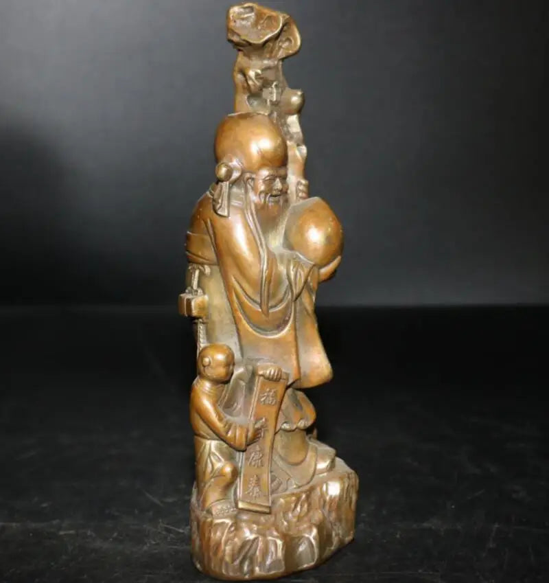 China brass archaize Longevity Buddha crafts statue