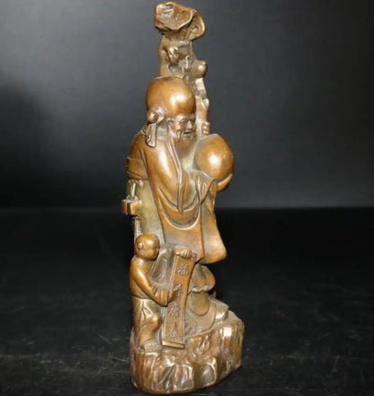 China brass archaize Longevity Buddha crafts statue