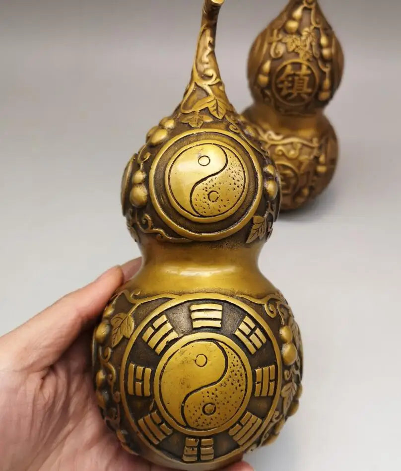China brass archaize Lucky gourd crafts statue A pair