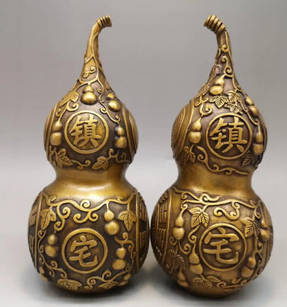 China brass archaize Lucky gourd crafts statue A pair