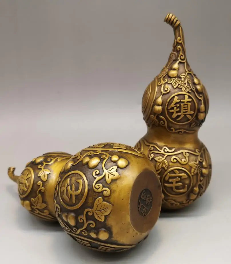 China brass archaize Lucky gourd crafts statue A pair