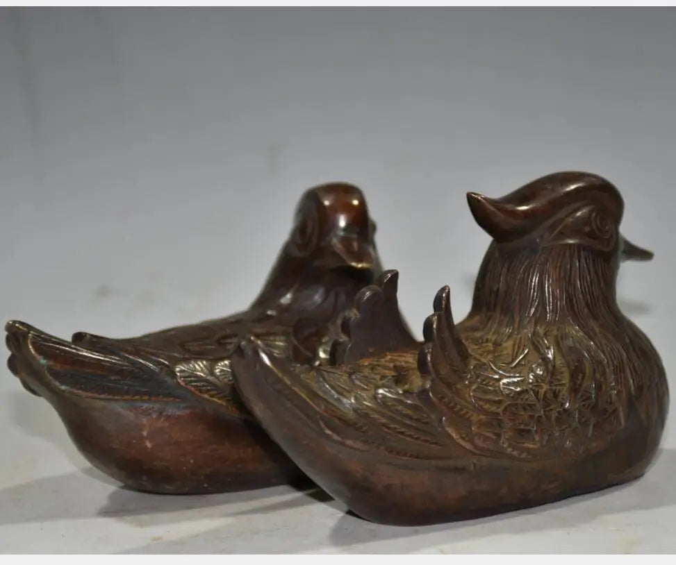 China brass archaize Mandarin duck crafts statue A pair