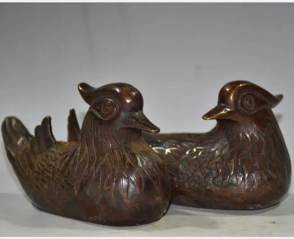 China brass archaize Mandarin duck crafts statue A pair