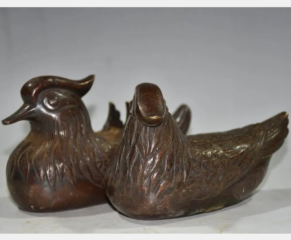 China brass archaize Mandarin duck crafts statue A pair
