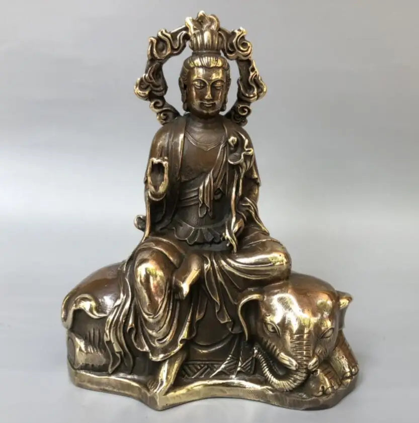 China brass archaize Manjusri Guanyin and Samantabhadra Guanyin crafts statue