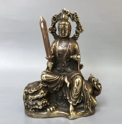 China brass archaize Manjusri Guanyin and Samantabhadra Guanyin crafts statue