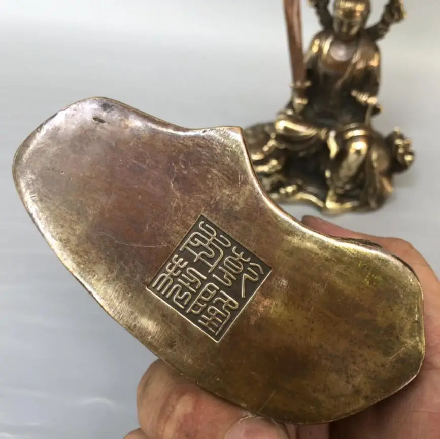 China brass archaize Manjusri Guanyin and Samantabhadra Guanyin crafts statue