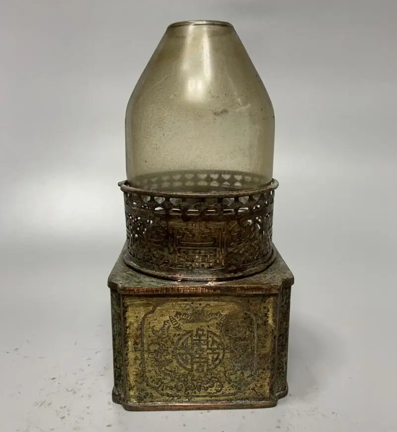 China brass archaize Oil lamp crafts statue
