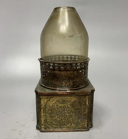 China brass archaize Oil lamp crafts statue