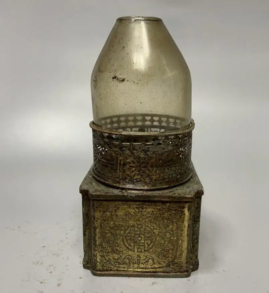 China brass archaize Oil lamp crafts statue
