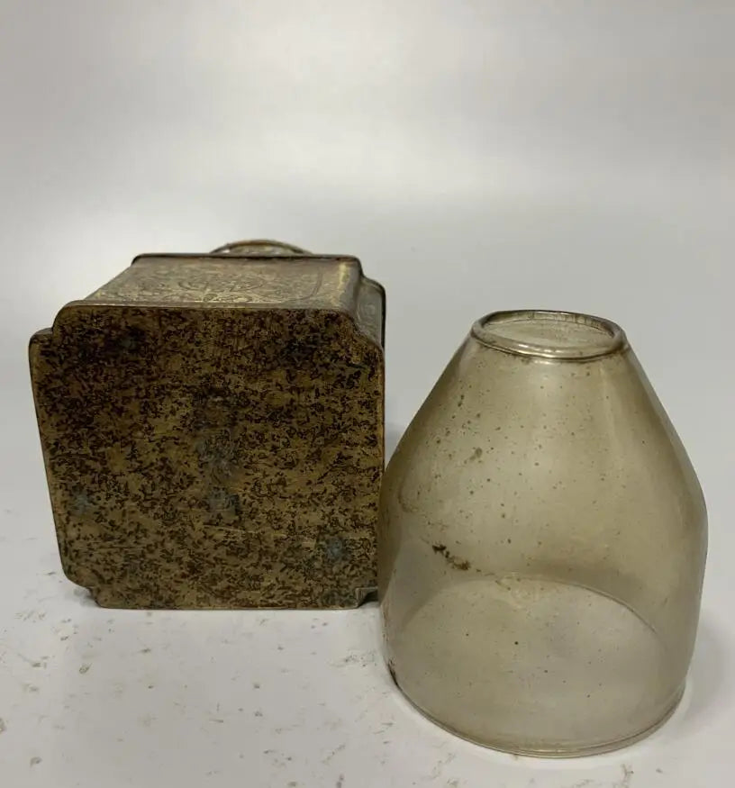 China brass archaize Oil lamp crafts statue