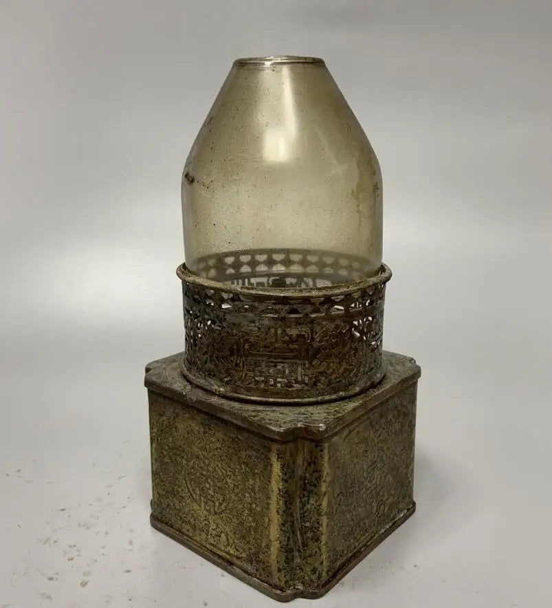 China brass archaize Oil lamp crafts statue