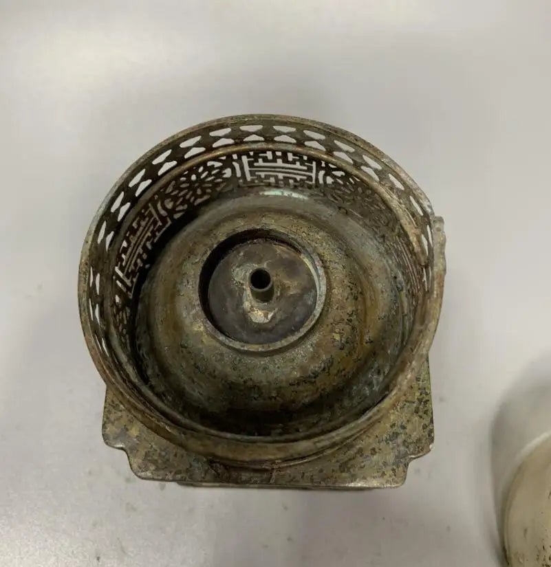 China brass archaize Oil lamp crafts statue