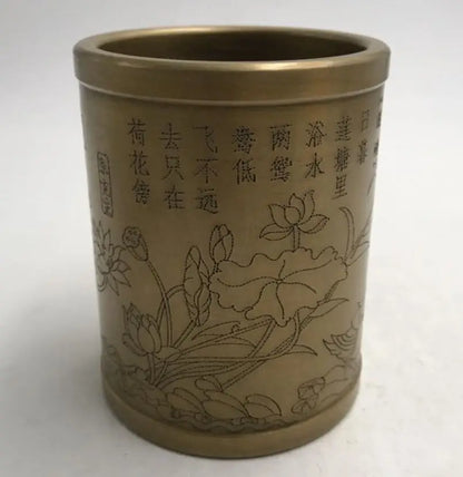 China brass archaize Pen holder crafts statue