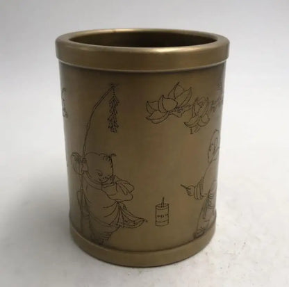 China brass archaize Pen holder crafts statue