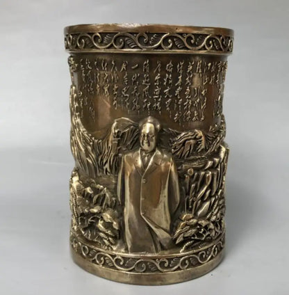 China brass archaize Pen holder crafts statue