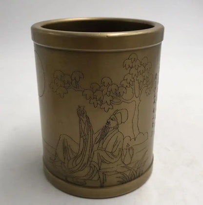 China brass archaize Pen holder crafts statue