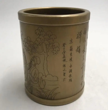 China brass archaize Pen holder crafts statue