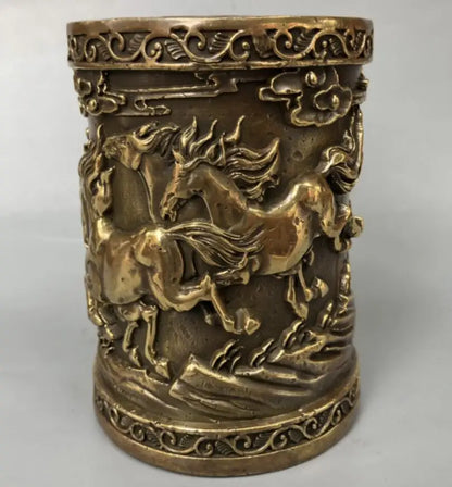 China brass archaize Pen holder crafts statue