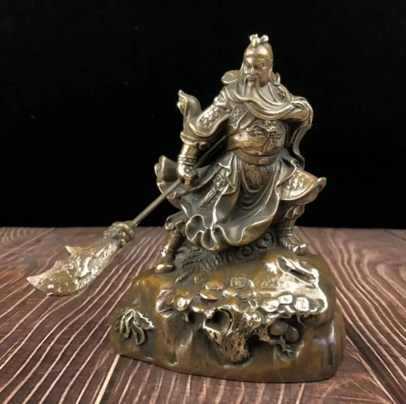 China brass archaize Practicing Kung Fu Guan yu crafts statue