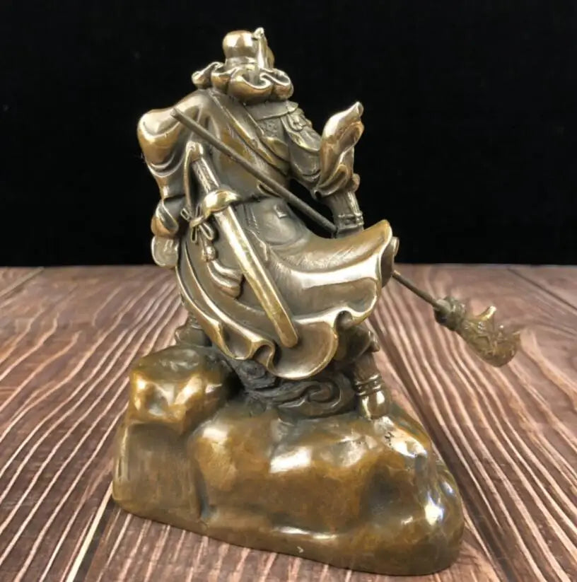 China brass archaize Practicing Kung Fu Guan yu crafts statue