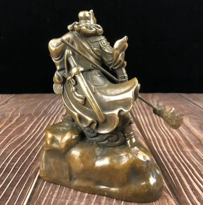 China brass archaize Practicing Kung Fu Guan yu crafts statue