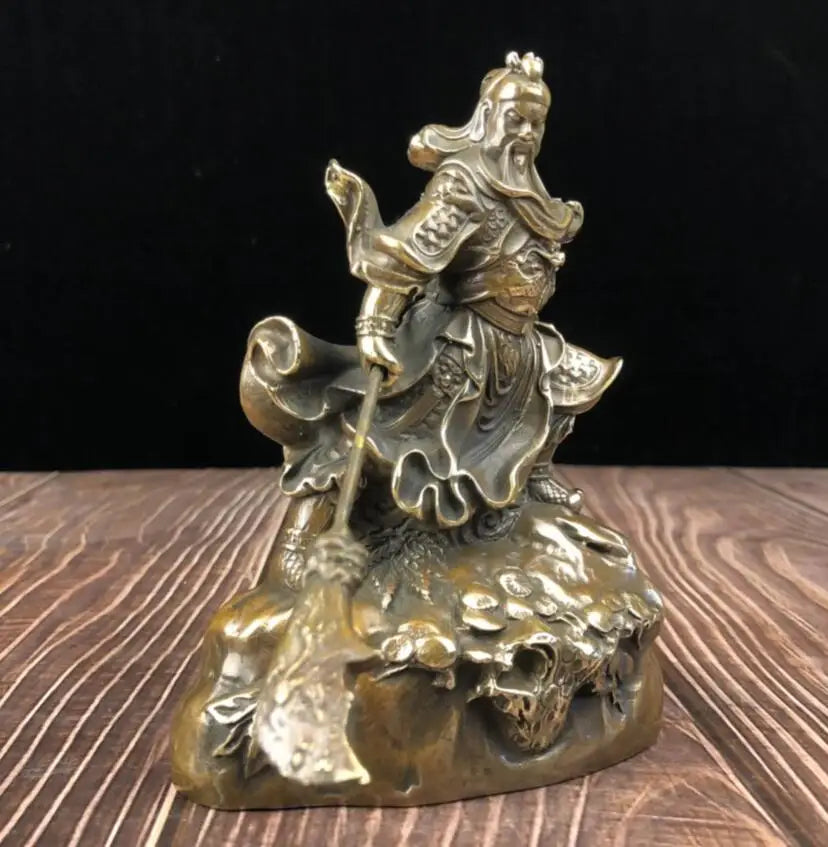 China brass archaize Practicing Kung Fu Guan yu crafts statue