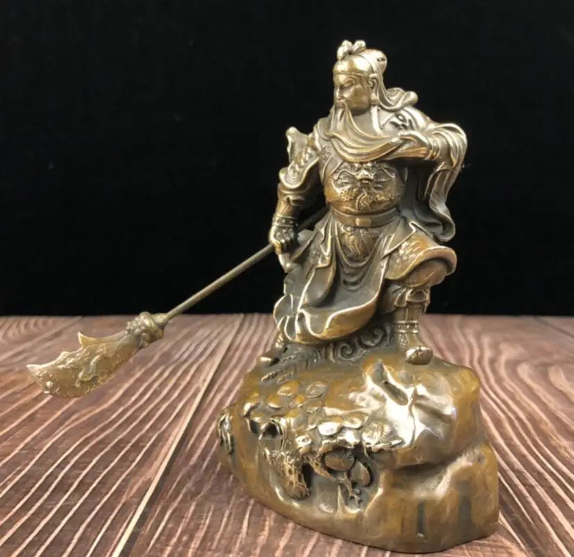 China brass archaize Practicing Kung Fu Guan yu crafts statue