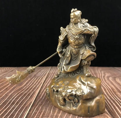 China brass archaize Practicing Kung Fu Guan yu crafts statue