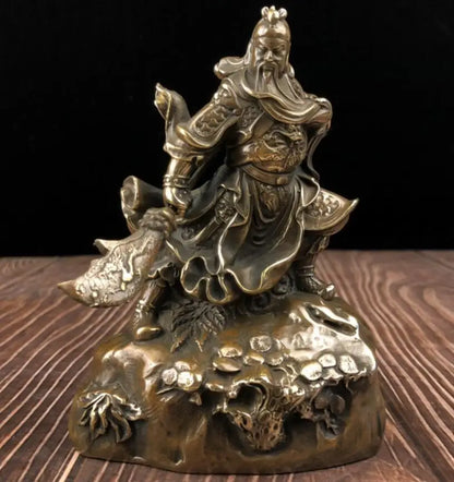 China brass archaize Practicing Kung Fu Guan yu crafts statue