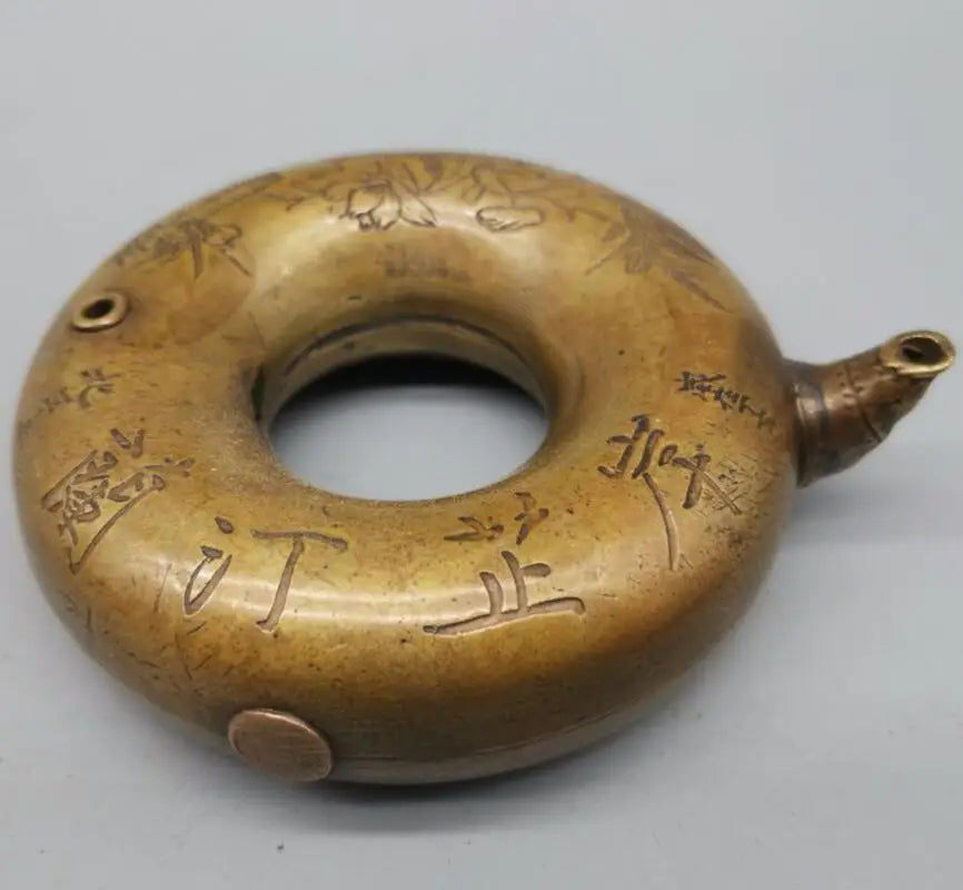 China brass archaize Round shape teapot crafts statue