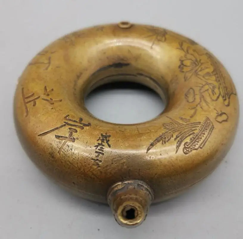 China brass archaize Round shape teapot crafts statue