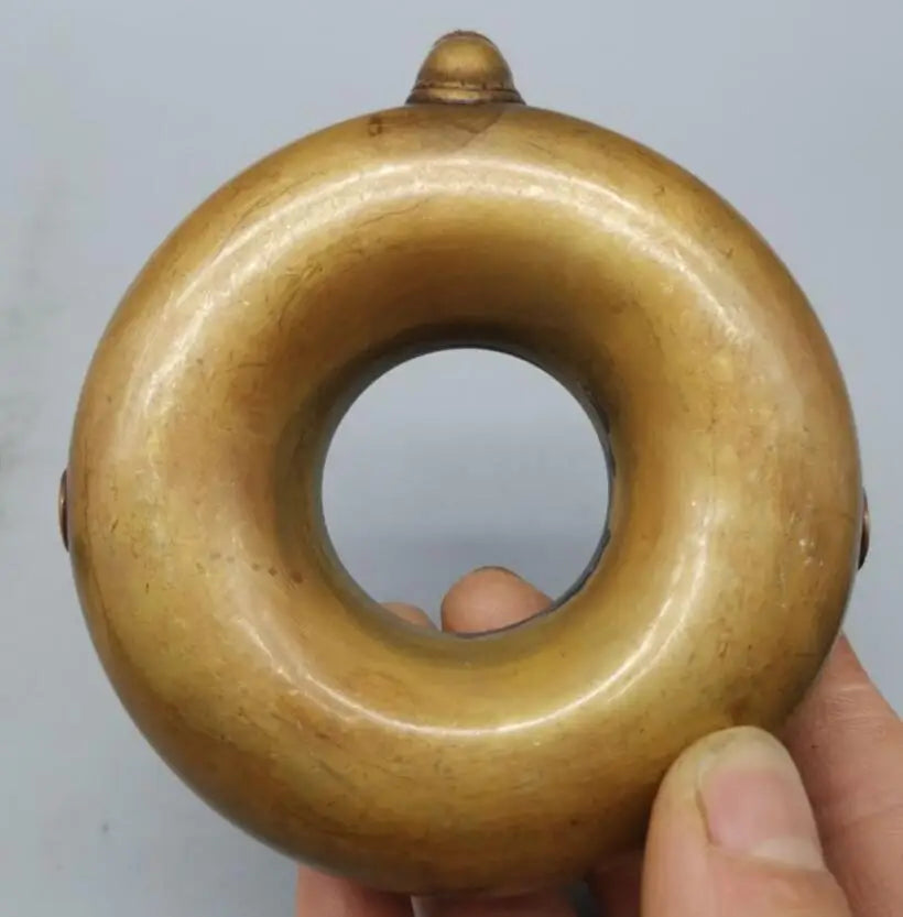 China brass archaize Round shape teapot crafts statue