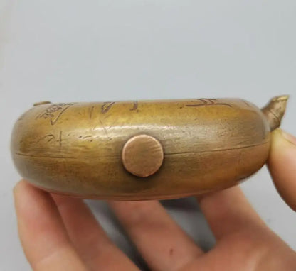 China brass archaize Round shape teapot crafts statue