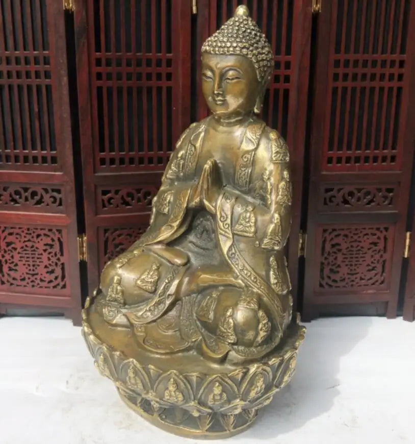 China brass archaize Sakyamuni Buddha crafts statue