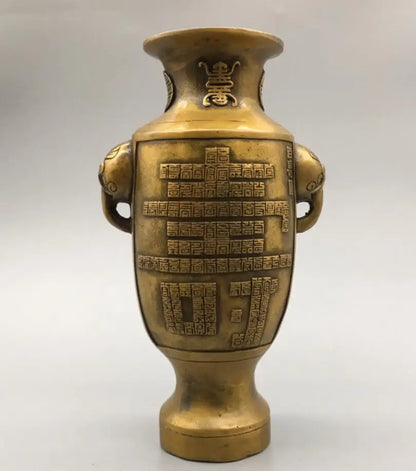 China brass archaize Shou word vase crafts statue