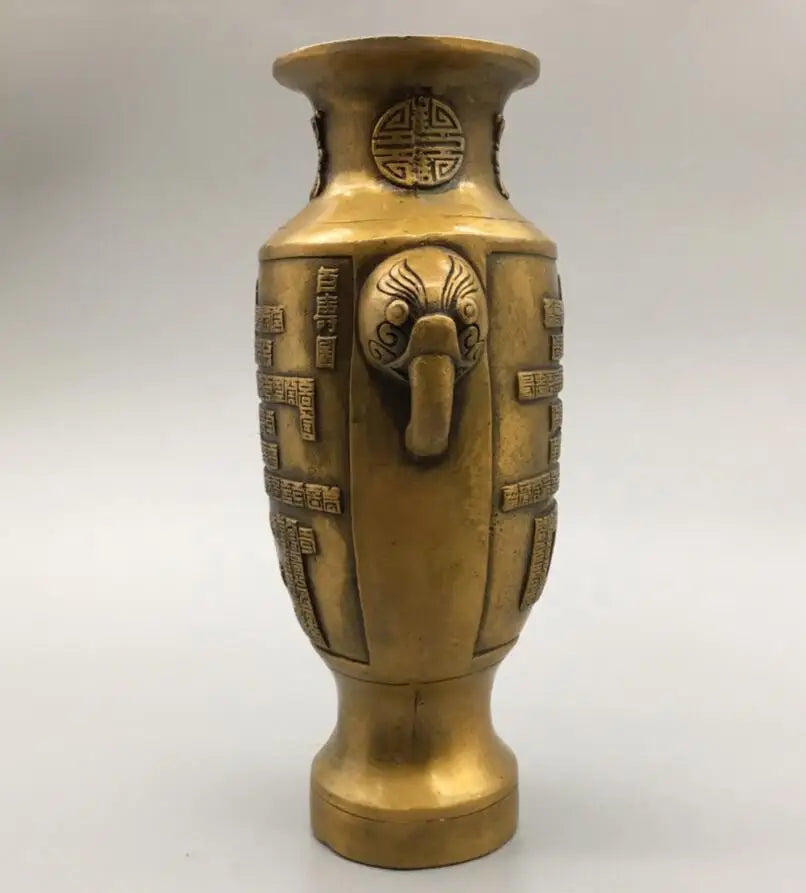 China brass archaize Shou word vase crafts statue